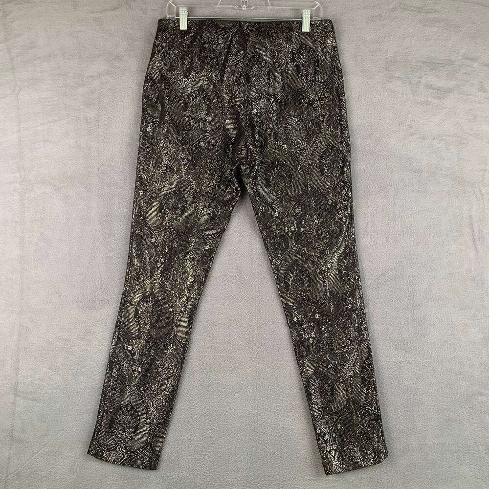 J McLaughlin Metallic Paisley Skinny Pants Size 6 Luxe Boho Chic Evening - Picture 2 of 7